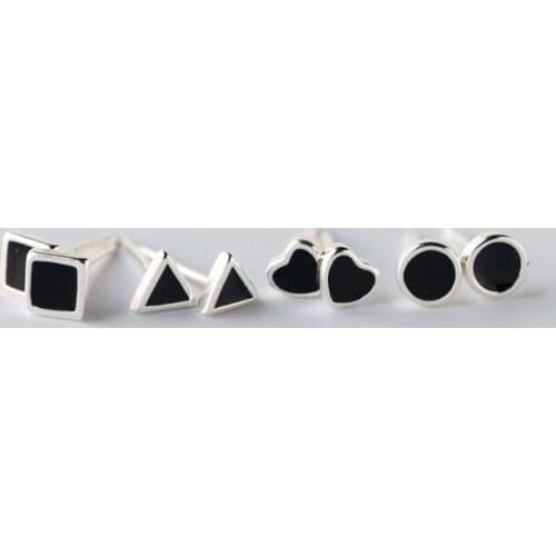 SMJEL New Fashion Punk Geometric Black Oil Triangle Stud Earrings for Women High Quality Jewelry Gift SYED049