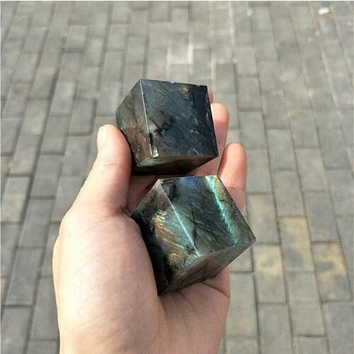 2pcs 5cm labradoeite quartz diamonds natural labradorite crystal square cube healing as decoration