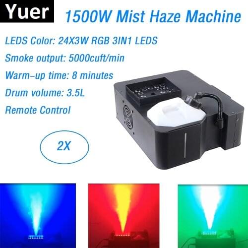 2Pcs/Lot Super LED 1500W RGB 3IN1 LED Fog Machine 3.5 L DMX512 Smoke Machine With 24X3W Lights Professional Stage Machine DJ