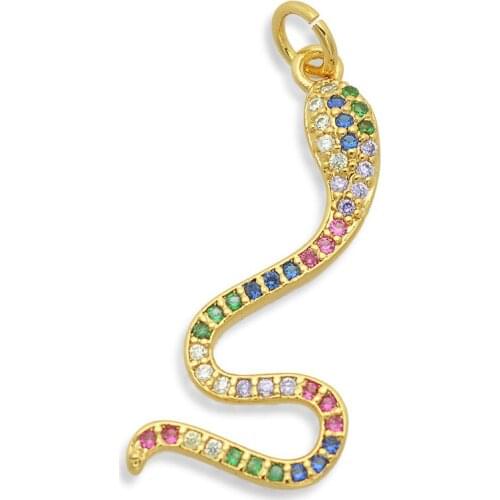 23x12mm 100% CZ Zircon DIY Jewelry Rainbow Snake Charm Pendant Wholesale Bracelet Making Charm Fashion Jewellery Pendants