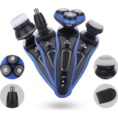 4 In 1 USB Electric Shaver Rechargeable Beard Trimmer Hair Shaving Machine for Men Beard Razor Wet-Dry Dual Use Washable