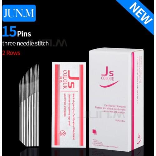 500Pcs Microblading Needle 2Rows 15Pins Blade Permanent Makeup Eyebrow Flex Tattoo Needles 3D Microblading Manual tebori agulhas