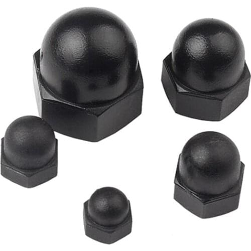 500pcs x M6 DIN1587 ROHS Quality BLACK Nylon Nut Plastic Cap Nuts Decorative Acorn Nut Nylon Hex Hexagon ACORN Domed Cap Nuts