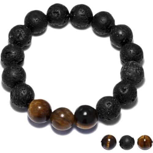 Charm Rosary Bead Lava Chakra Bracelet Men High Quality Tiger Eye Natural Stone Bracelets For Women Fashion Yoga Jewelry Gifts