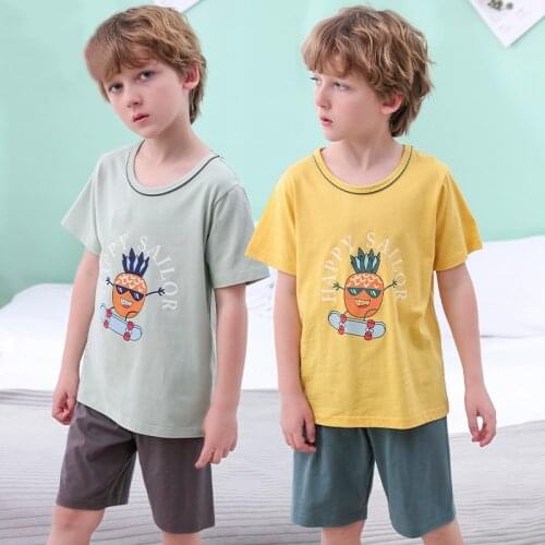 Children Pajamas 2pc Short sleeve Cartoon Kids Sleepwear Baby Girl Clothes Sleep Suits Summer Cotton Child Pyjamas Boy Nightwear