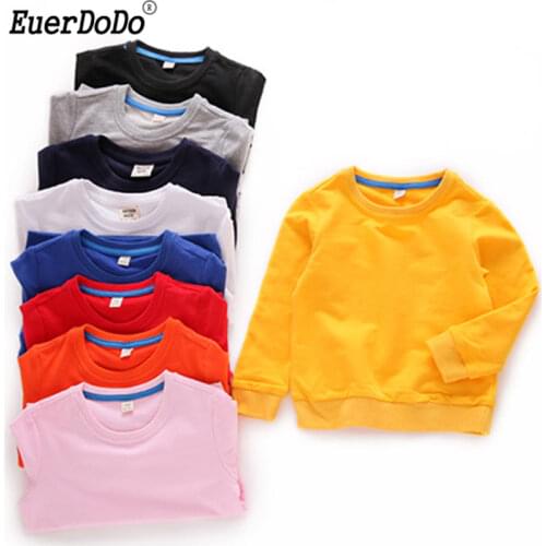 Solid Color Children Sweatshirts Spring Autumn Girls Tops Long Sleeve Boys T-shirt Teenager Outerwear Baby Tees Clothing