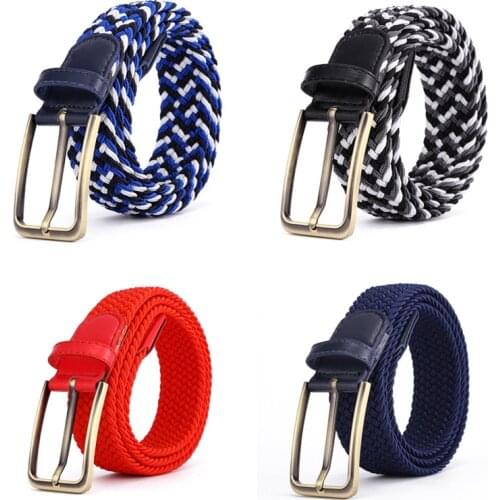 Elastic Belt Braided Elastic Canvas Woven Belts Stretch Straps with Metal Buckle for Men Women Casual Fashion Accessories 105cm