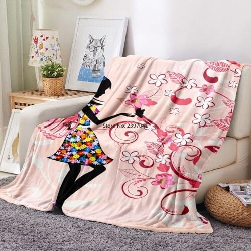 Custom Flannel Blanket Forest Fairy Cartoon Girls Print Soft Blanket for Couch Sofa Bed Kids Travel Car Bedding Christmas Gift