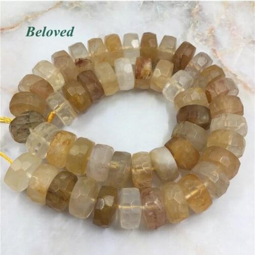 8*15mm Faceted Rondelle Citrines Loose Beads, Natural Abacus Yellow Crystal Quartz Gems Necklace Making Spacer Beads, BG18051