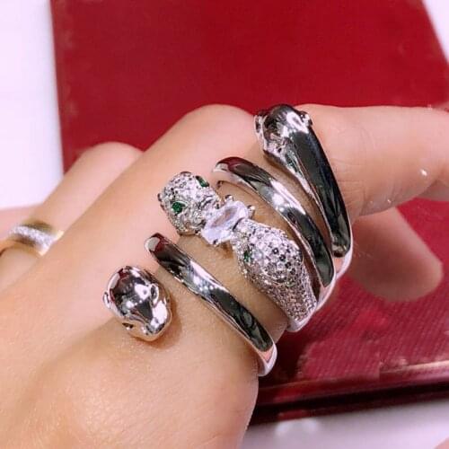 Leopard Head Rings paved 3A Cubic Zirconia Stone Animal Panther Finger Ring for Men or Women Punk copper Party jewelry 2020