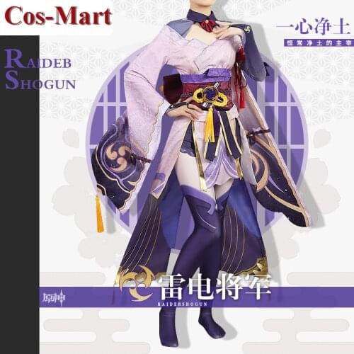 Game Genshin Impact Raiden Shogun Cosplay Costume Fashion Purple Kimono Unisex Halloween Party Role Play Clothing Custom-Make