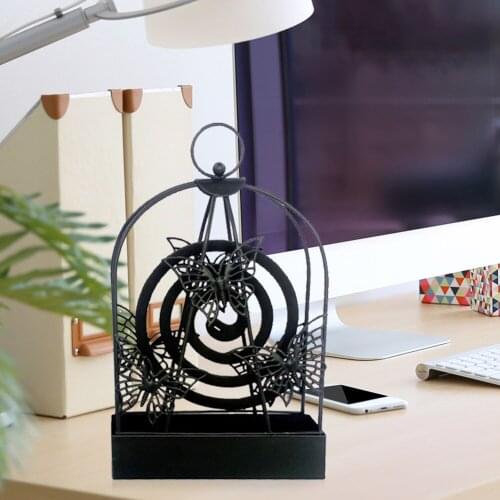 Creative Mosquito Coil Holder Birdcage Shape Summer Day Iron Mosquito Repellent Incenses Rack Plate Home Decoration