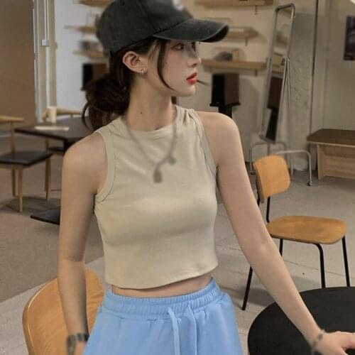 Summer Korean Style Fashion Casual Sexy Simple and versatile Sleeveless Design Short Style T-Shirt