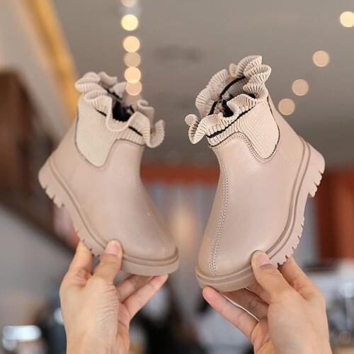 135 6 9 1012 years old baby fashion little girl ankle autumn and winter childrens big childrens shoes princess PU leatherboots