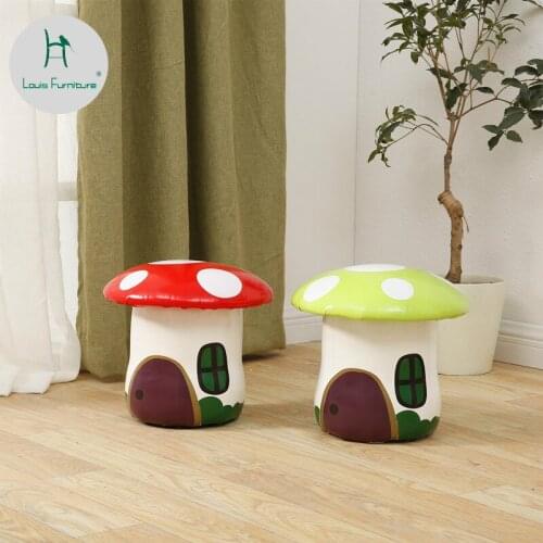 Louis Fashion Stools Ottomans Creative Mushrooms Cartoon Children Change Shoes Solid Wood Modern Simple