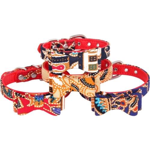 Bohemian Style Dog Collar With Bow Tie Adjustable Dog Collars Control Handle Training Pet Collar For Little Medium Large Dogs