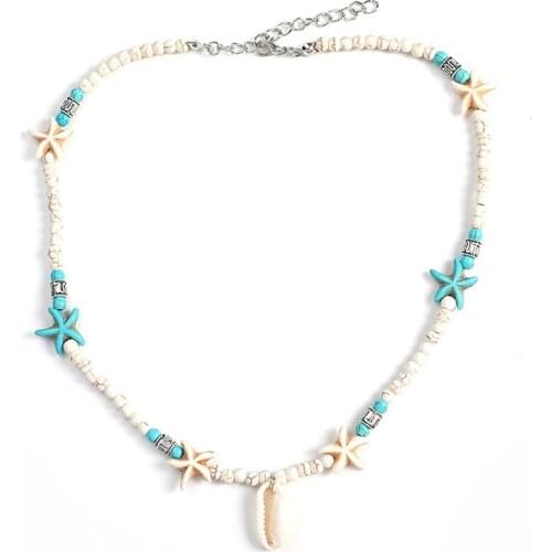 Shell Choker Necklace Turquoises Summer Style Bead Jewelry for Women Girls Handmade Hawaii Beach Jewelry