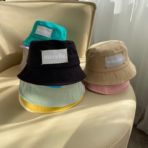 2021 New Letters Bucket Hat for Kids Baby Boy Girls Fisheman Cap Spring Summer Panama Hats Children Infant Toddlers Bob Hats