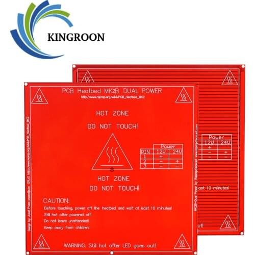KINGROON Upgraded MK2A MK2B MK3 Heatbed PCB Heated bed Dual 12V 24V HotBed 3D Printer Parts Print platform 214x214mm 220x220mm