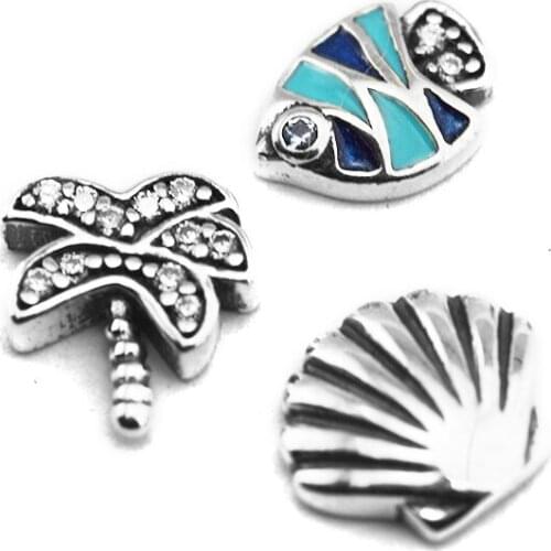 Authentic 925 Sterling Silver Set Of 3 Tropical Paradise Petites Charm Fits Floating Locket Pendant DIY Jewelry Making Wholesale