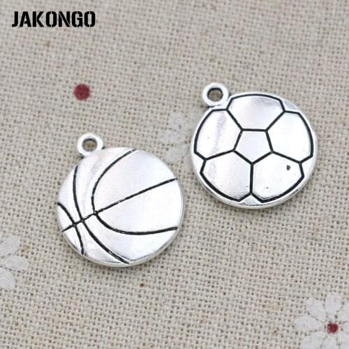 10pcs Antique Silver Plated Basketball Football Charm Pendants for Bracelet Jewelry Accessories Making Findings 20mm