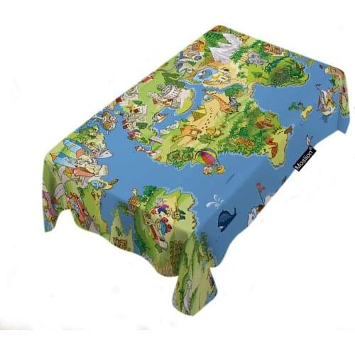 Map Great Cartoon Animal Funny Game Jungle Road Town Mountain Ocean Rectangle Tablecloth