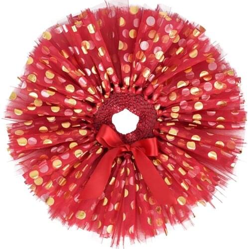 Maroon Fluffy Baby Tutu Skirt Girls First Birthday Party Costume Gold Polka Dot Infant Toddler Tulle Skirt Newborn-5T6T