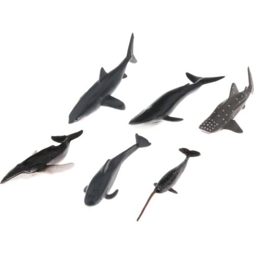 6pcs ABS Realistic Sea Creature Figures Collection Miniature Whale Figurines