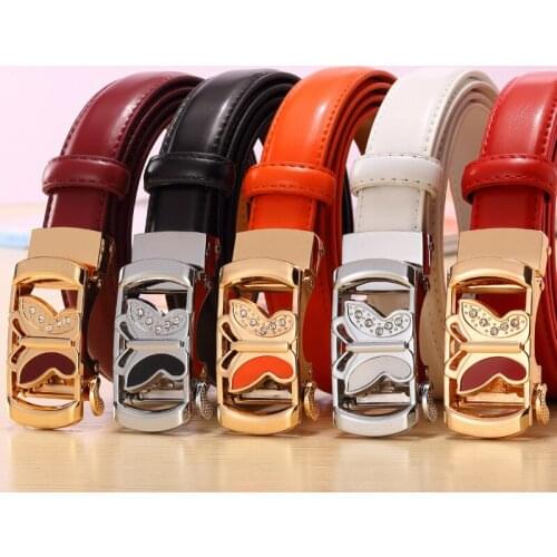 New Women Leather Belt Korean Version Casual Belt Dress Ladies Automatic Buckle Belt High Quality Pure Cowhide Waist Belt