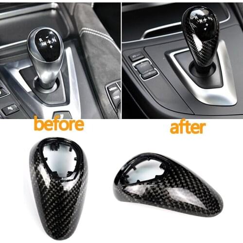 Car Gear Shift Knob Cover Control Armrest Trim Real Carbon Fiber For BMW M2 F87 M3 F80 M4 F82 M5 F83 F10 F85 X5M F86 X6M F12 F13