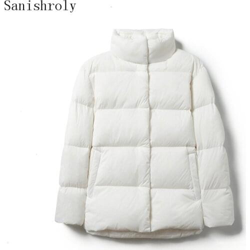 Sanishroly Plus Size 3XL Autumn Winter Women Stand Collar White Duck Down Jacket Female Warm Thicken Down Coat Short TopS S1141
