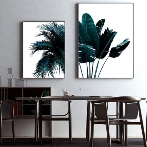 Modern Dark Green Palm Tree Plants Poster Canvas Paintings Botany Wall Art Prints Poster Picture Living Room Home Decor No Frame
