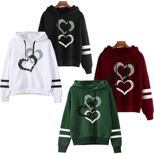 Oversize Women Sweatshirt Hoody Ladies Love Print Casual Pullovers Cotton Spring Autumn Warm Gothic Casual Tops for Girl Hooded