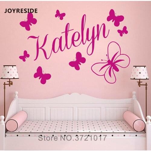 JOYRESIDE Girls Personalized Name Wall Decal Vinyl Sticker Baby Girls Bedroom Home Decor Cute Wall Decal Interior Design A572