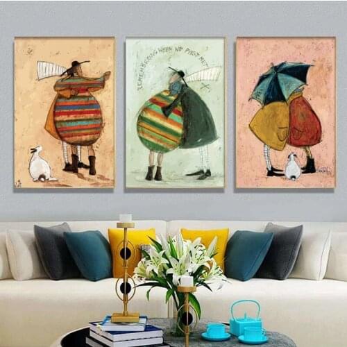 Vintage Abstract Happy Family Love Canvas Painting Posters Prints Scandinavian Nordic Wall Art Picture for Bedroom Home Gohipang