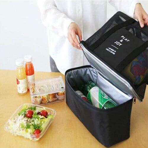 High Capacity Women Mesh Transparent Bag Double-layer Heat Preservation Large Picnic Beach Bags Tote Office Lunch Snacks Bag