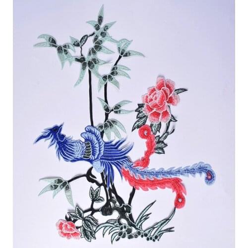 Leaf Phoenix Embroidery Lace Fabric Applique Patch African Lace Sew Dress Cloth Decorate Accessory Diy