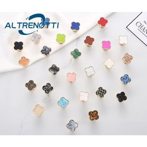 Furniture Drawer Nordic Metal Handle Hat Wall Hanging Hook Brass Shell Four Leaf Clover Knob Wardrobe Closet Kitchen Door Pull