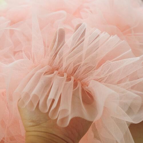 15CM Pink White Blue Bubble Skirt Ruffled Lace Trim Folds Mesh Lace Fabric For Bloomers, Doll, Tutu Lace Dress