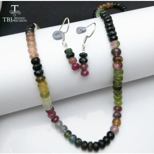 TBJ ,100% Natural fancy color tourmaline gemstone neacklace with 925 silver clasp,luxury big size necklace with box
