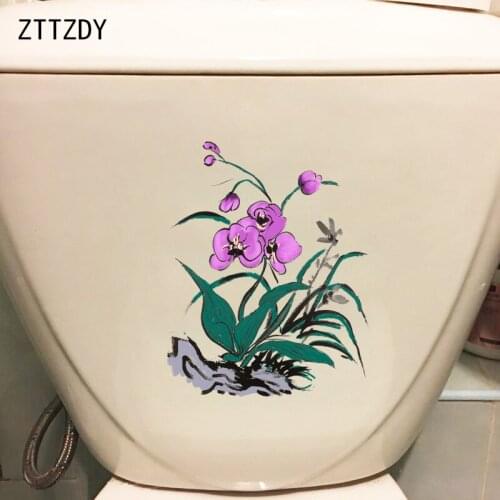 ZTTZDY 18.8*23.6CM Ink Painting Orchid Classical Bedroom Wall Sticker Toilet WC Decoration T2-0720