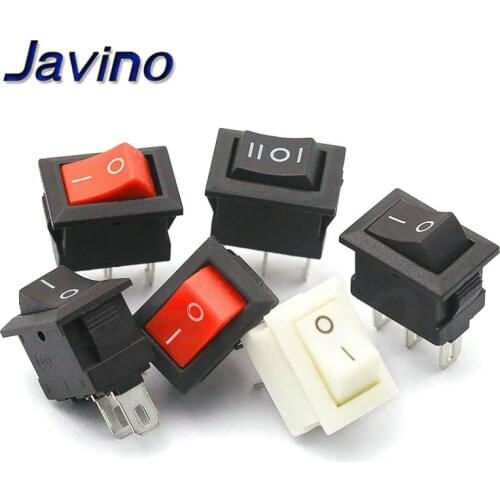 10pcs Mini Rocker Switch SPST Black and Red Snap in Switches Button AC 250V 3A / 125V 6A 2/3Pin I/O 10*15mm On-off Switch Rocker