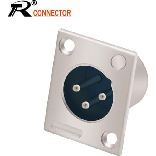 10pcs/lot XLR Connector 3 Pin XLR Panel Mount Nickel Plated XLR Chassis Male Plug Wire Connector Wholesales