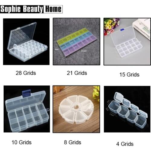 2018 Limited Diamond Panting Cross Stith Mosaic Box Tool 4/8/10/15/21/28 Grids Clear Plastic Storage For Jewelry Nail Arts Home