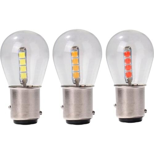 2021 Car Turn Signal Lights Reverse Lamp 12-24V Automobile White Red Yellow LED Bulb Glass 1157 BAY15D 3030 SMD Bulb