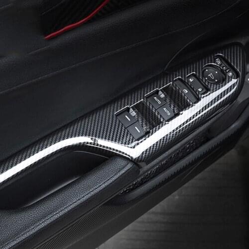 ABS Carbon 4pcs For Honda Civic 10th Car armrest Door Window glass Lift switch button trim Cover 2016-2020 Right Hand Drive