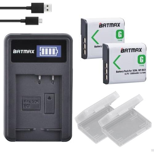 2Pcs NP-BG1 FG1 NP BG1 Battery + LCD USB Charger for SONY Cyber-shot DSC-H3 DSC-H7 DSC-H9 DSC-H10 DSC-H20 DSC-H55 DSC-H70 Camera