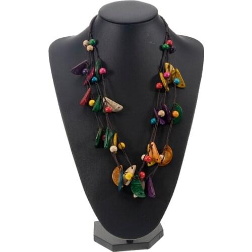 Bohemia Female Jewelry Fashion Handmade multilayer wood beads coconut shell Necklaces Women Dress Gifts Ethnic Accessories