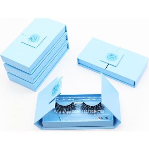 New Baby Blue Lashes Case Wholesale Mink Eyelashes with Case Custom Lash Box Packaging Case Private Label Eyelash Empty Box