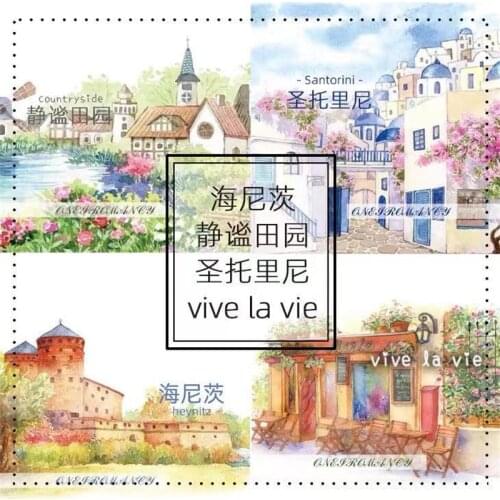 Vintage European Buildings Washi Tape for Card Making Bullet Journal DIY Scrapbooking Decorative Sticker